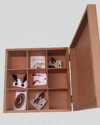 Hobi ERDL 90022 Dekoratif Model Takı Kutusu Bölmeli Ahşap HAM MDF