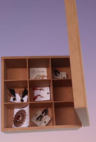 Hobi ERDL 90022 Dekoratif Model Takı Kutusu Bölmeli Ahşap HAM MDF