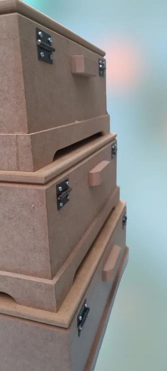Hobi ERDL 90023 Dekoratif Model 3lü Makyaj Kutu Set Ahşap HAM MDF El Yapımı
