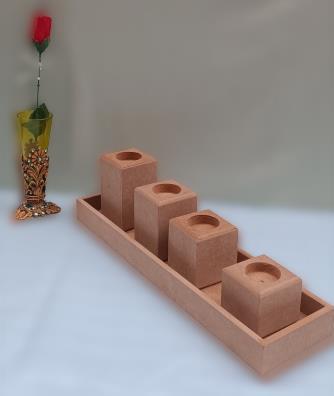 Hobi ERDL 90027 Dekoratif Model 90027 Dörtlü Mumluk Set Ahşap HAM