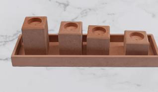 Hobi ERDL 90027 Dekoratif Model 90027 Dörtlü Mumluk Set Ahşap HAM