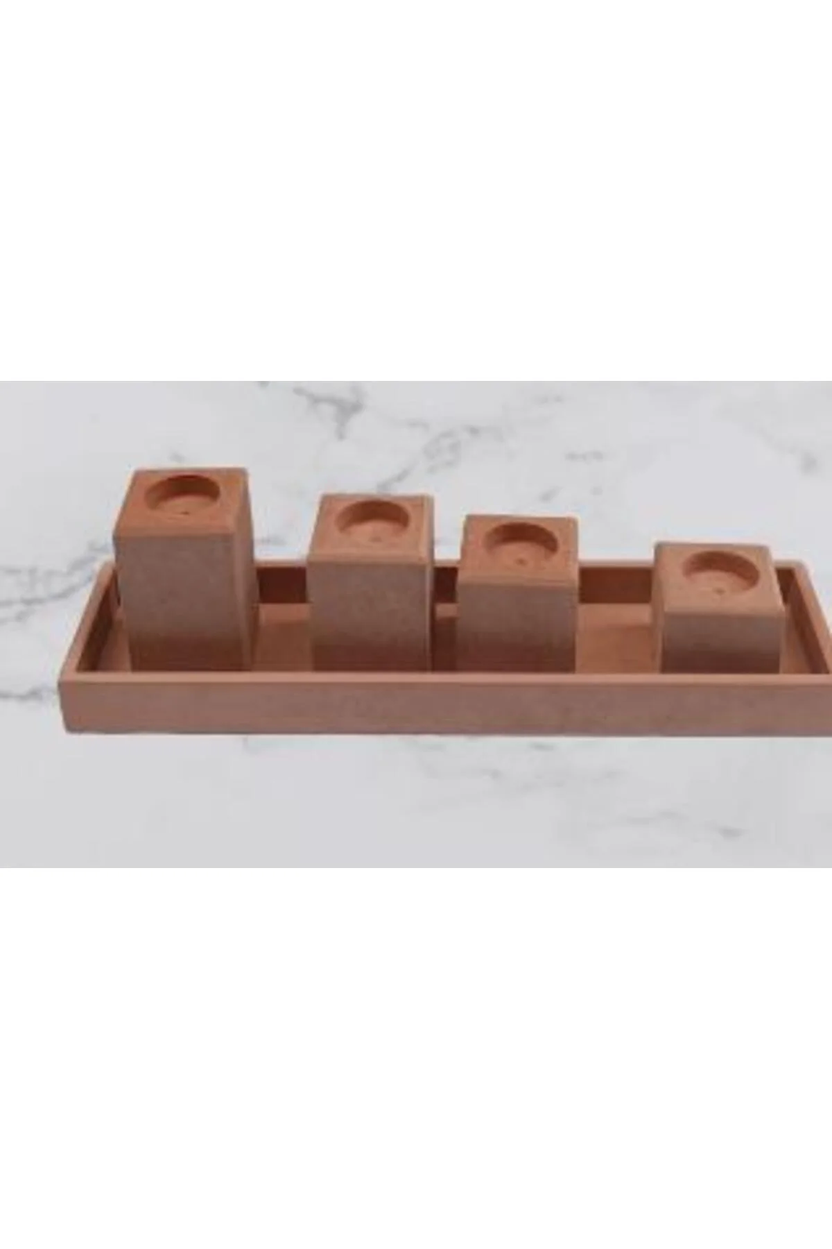 Hobi ERDL 90027 Dekoratif Model 90027 Dörtlü Mumluk Set Ahşap HAM MDF El Yapımı - Görsel 4