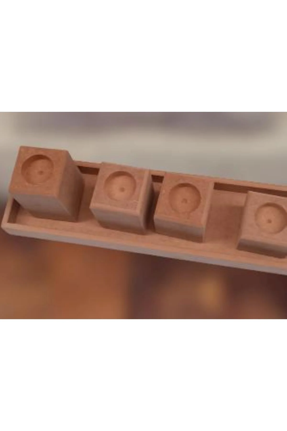 Hobi ERDL 90027 Dekoratif Model 90027 Dörtlü Mumluk Set Ahşap HAM MDF El Yapımı - Görsel 3