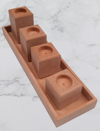 Hobi ERDL 90027 Dekoratif Model 90027 Dörtlü Mumluk Set Ahşap HAM