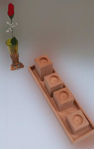 Hobi ERDL 90027 Dekoratif Model 90027 Dörtlü Mumluk Set Ahşap HAM