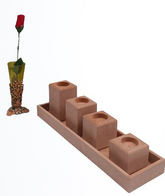 Hobi ERDL 90027 Dekoratif Model 90027 Dörtlü Mumluk Set Ahşap HAM