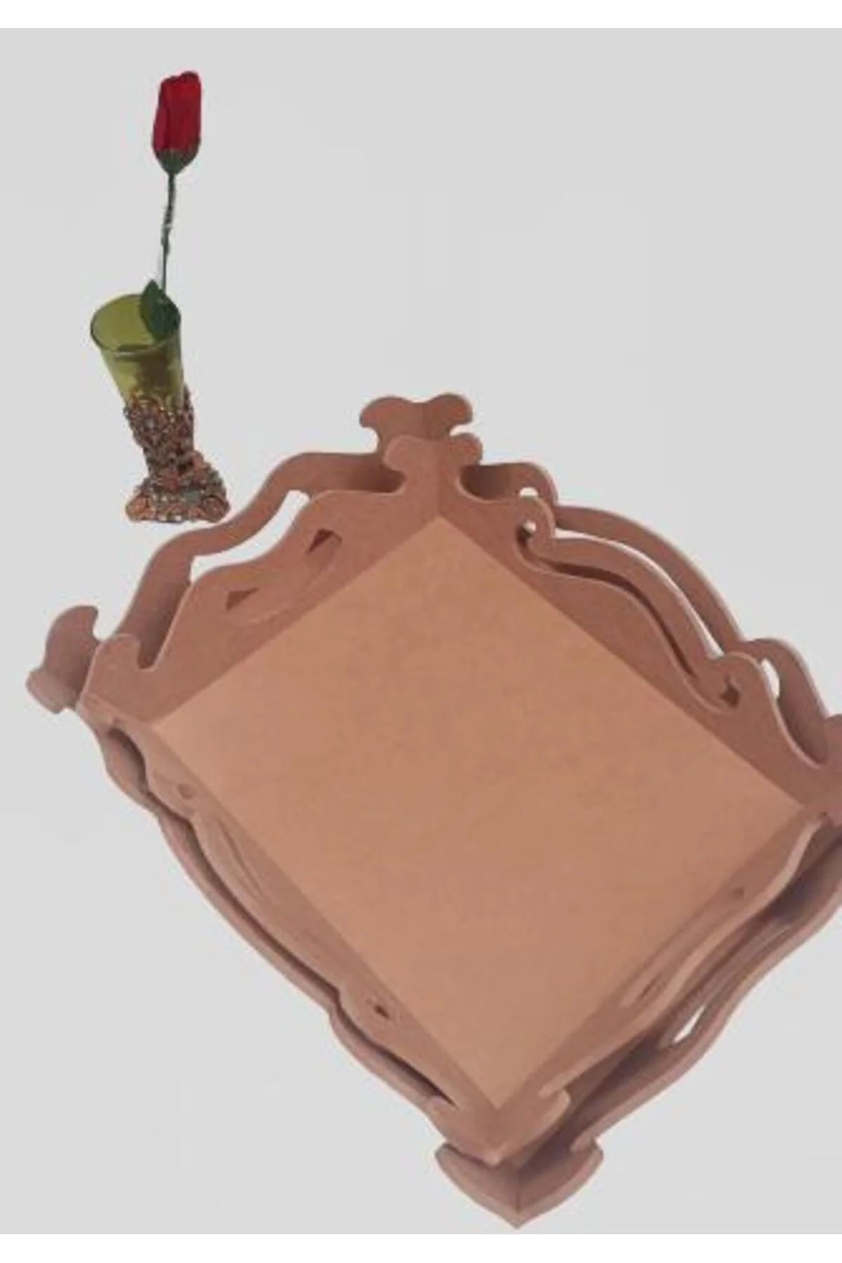 Hobi ERDL 90029 ekoratif Model Öymalı Dalga Tepsi Takımı Ahşap HAM MDF El Yapımı - Görsel 7