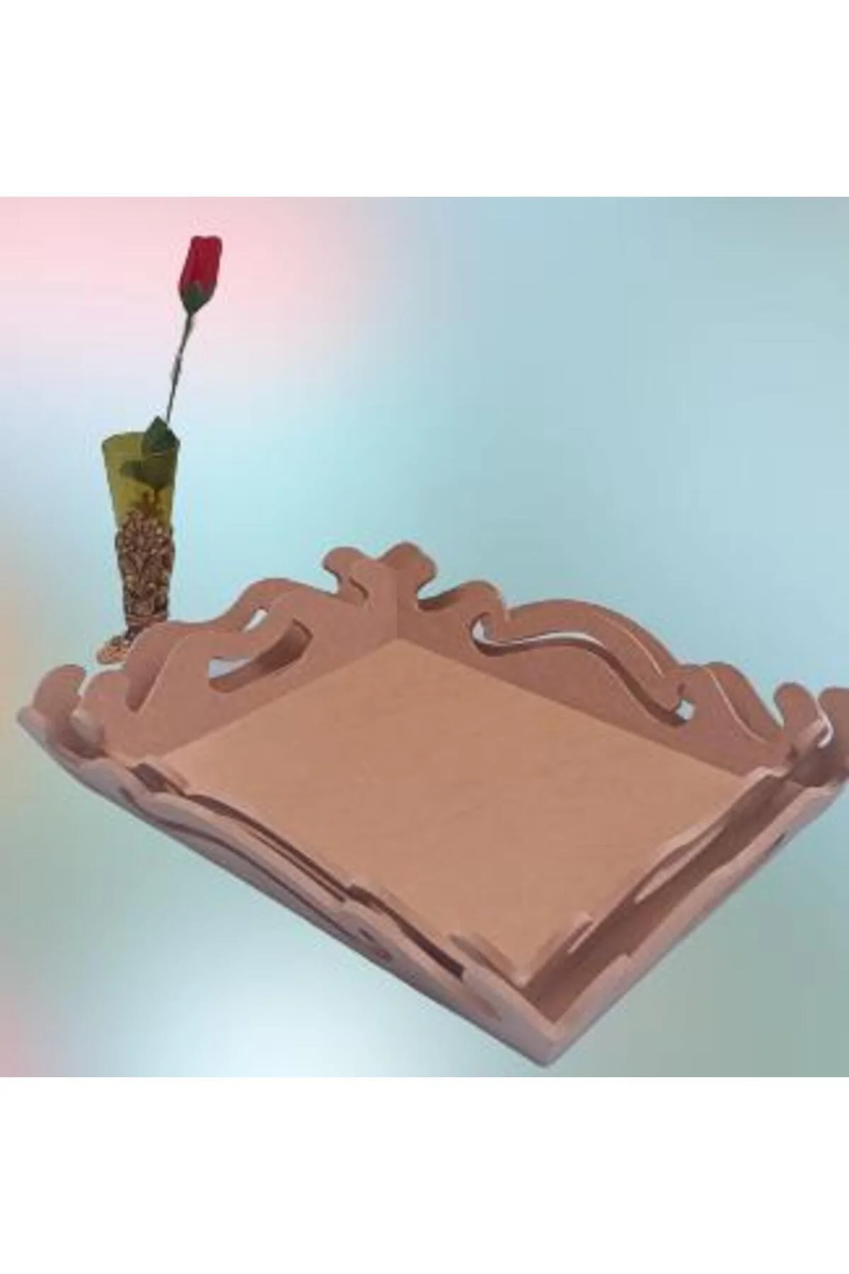 Hobi ERDL 90029 ekoratif Model Öymalı Dalga Tepsi Takımı Ahşap HAM MDF El Yapımı - Görsel 8