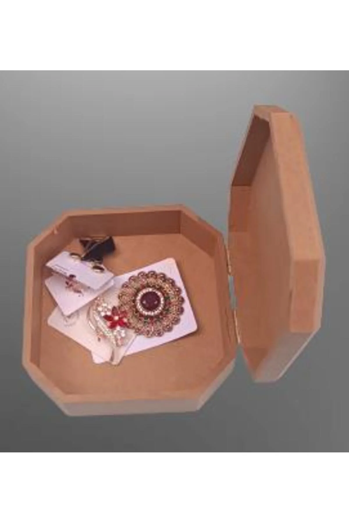 Hobi ERDL 90031 Dekoratif Model Öğrenci Kutusu Altıgen Ahşap HAM MDF El Yapımı - Görsel 6