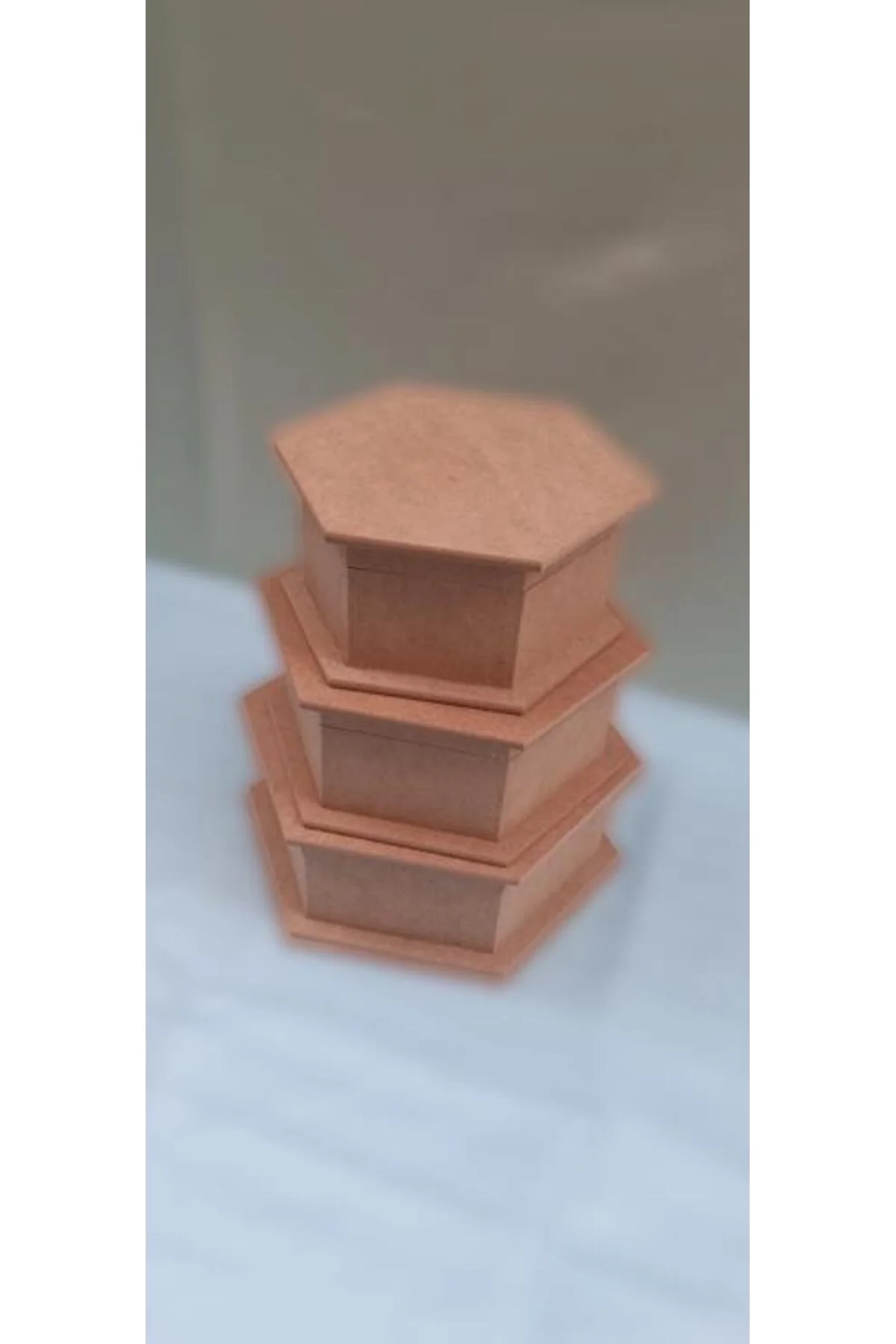 Hobi ERDL 90034 Dekoratif 3lü Takı Seti Model Ahşap MDF Altıgen Ham ürün El Yapım - Görsel 8