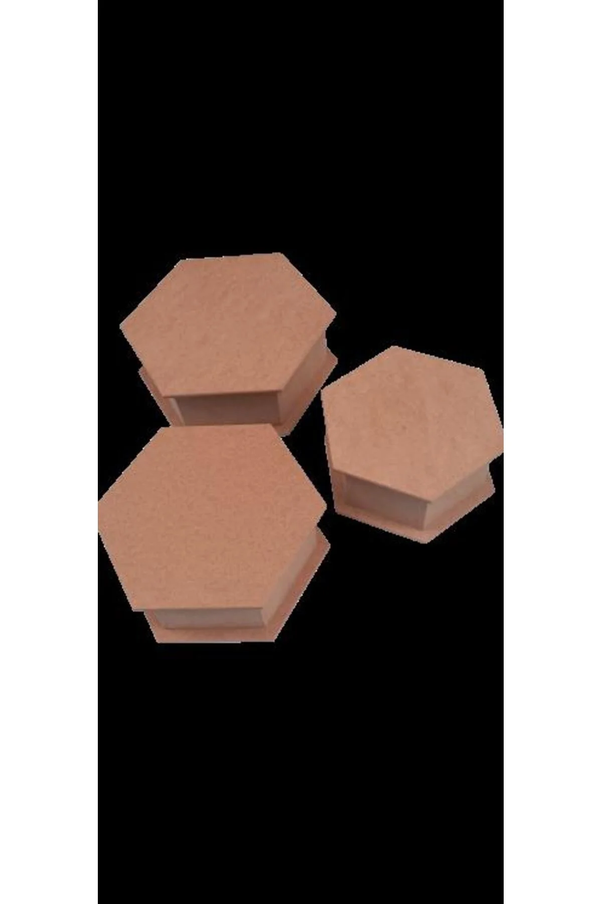 Hobi ERDL 90034 Dekoratif 3lü Takı Seti Model Ahşap MDF Altıgen Ham ürün El Yapım - Görsel 2