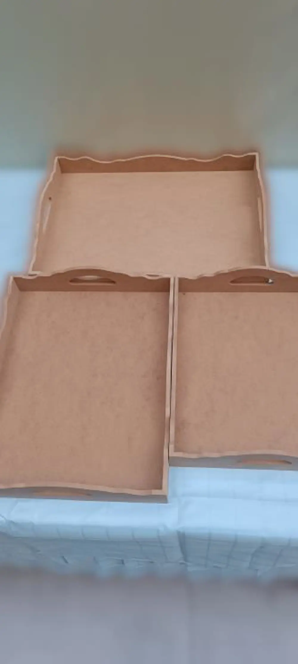 Hobi ERDL 90035 Dekoratif tepsi Seti Üçlü Model HAM Ahşap MDF El 