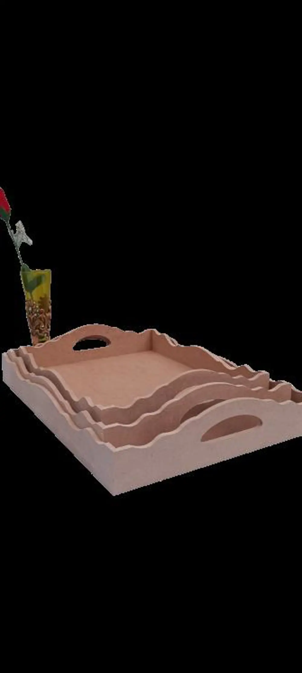 Hobi ERDL 90035 Dekoratif tepsi Seti Üçlü Model HAM Ahşap MDF El 