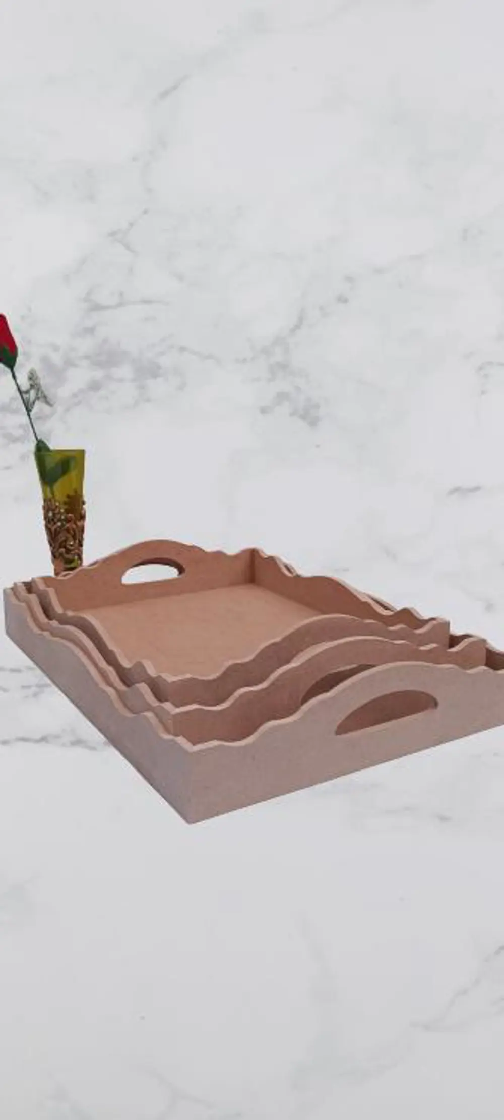 Hobi ERDL 90035 Dekoratif tepsi Seti Üçlü Model HAM Ahşap MDF El 