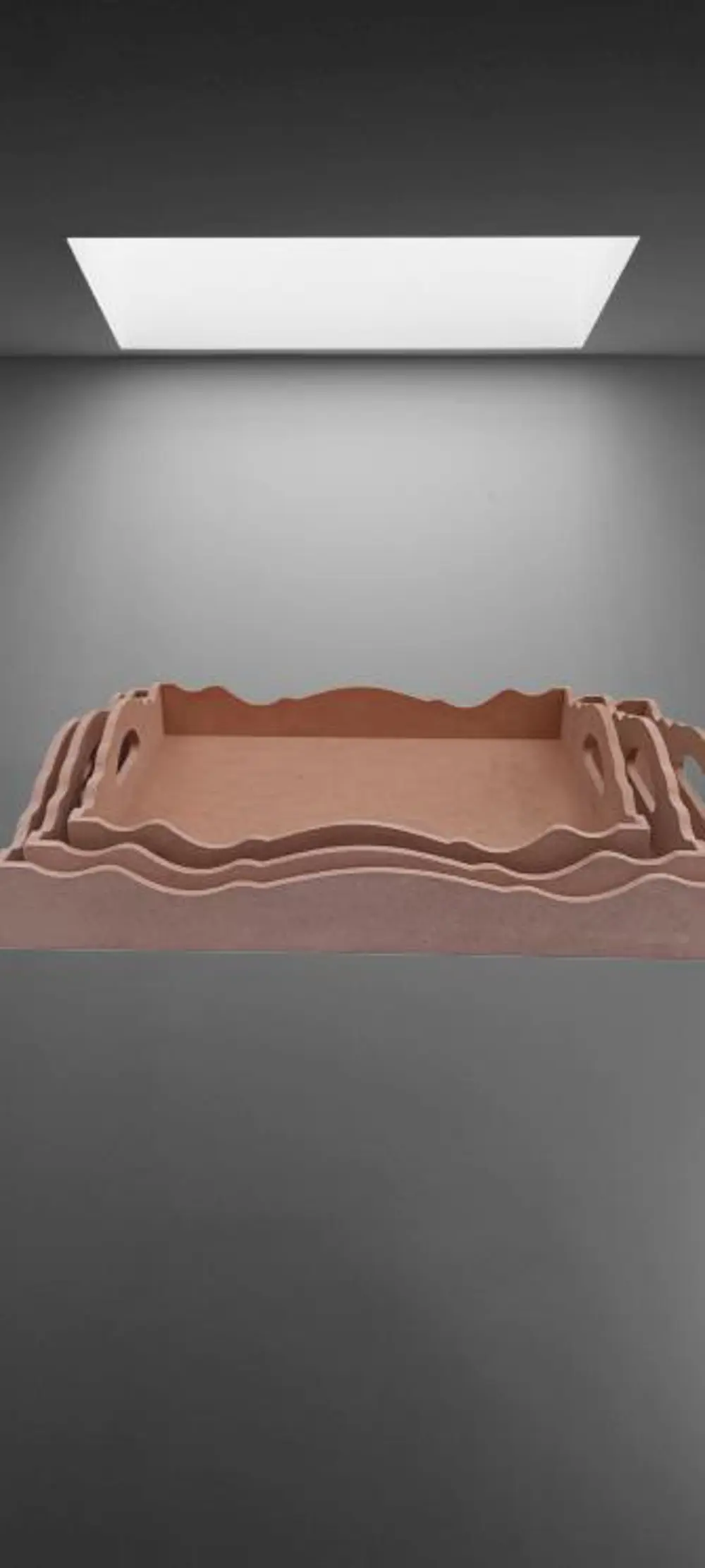 Hobi ERDL 90035 Dekoratif tepsi Seti Üçlü Model HAM Ahşap MDF El 