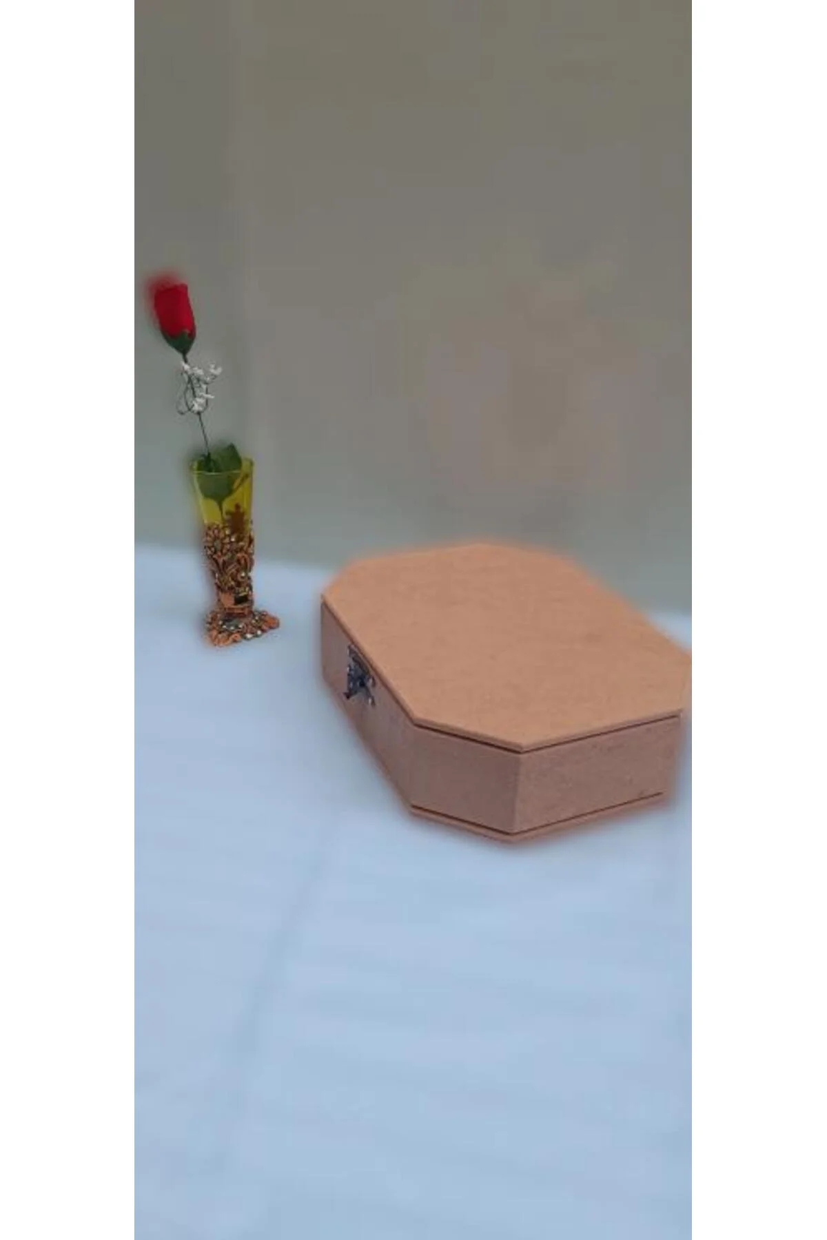 Hobi ERDL 90039 Dekoratif Takı Kutu Çokgen Model Klips Bölme HAM Ahşap MDF El Yapımı - Görsel 6