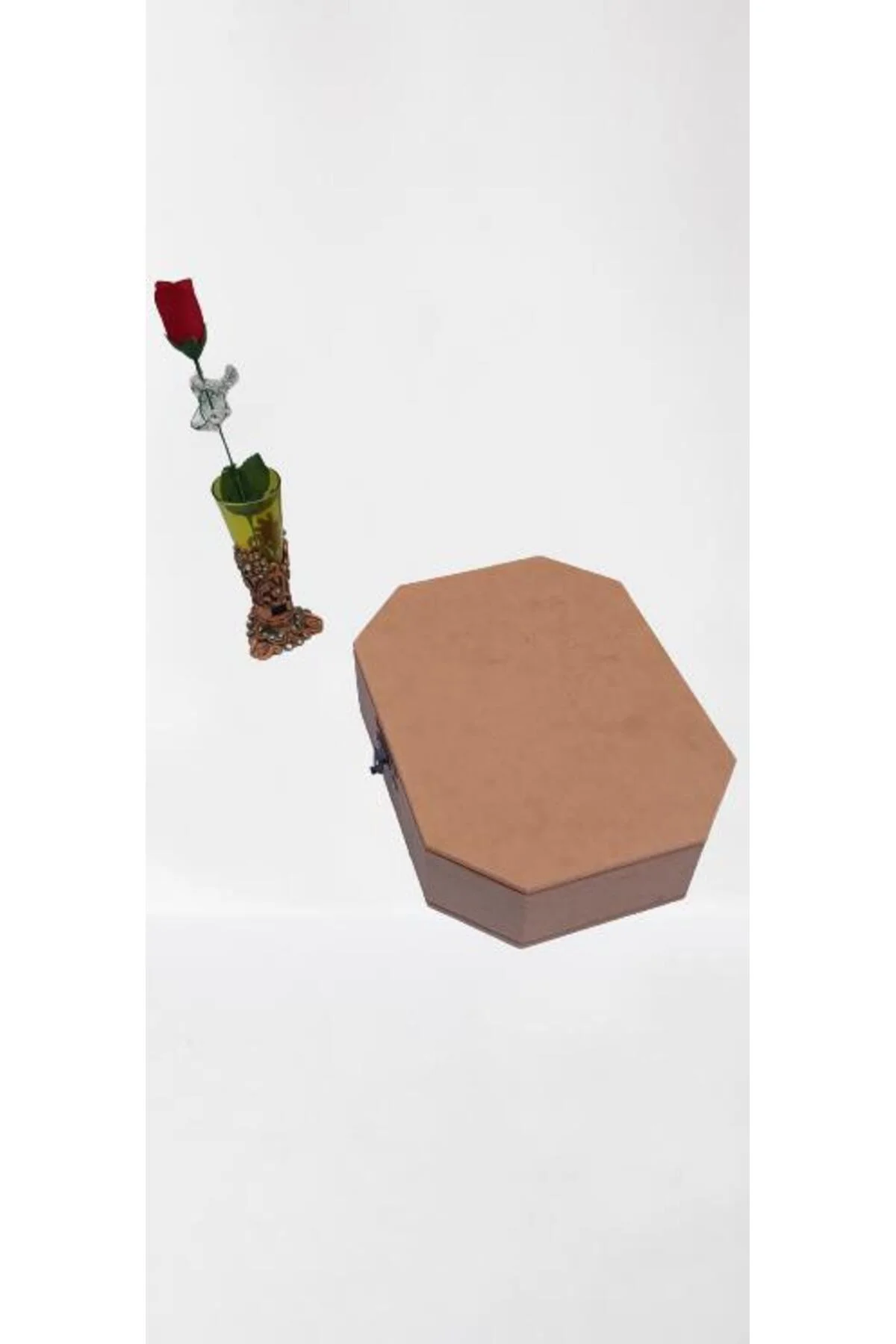 Hobi ERDL 90039 Dekoratif Takı Kutu Çokgen Model Klips Bölme HAM Ahşap MDF El Yapımı - Görsel 5
