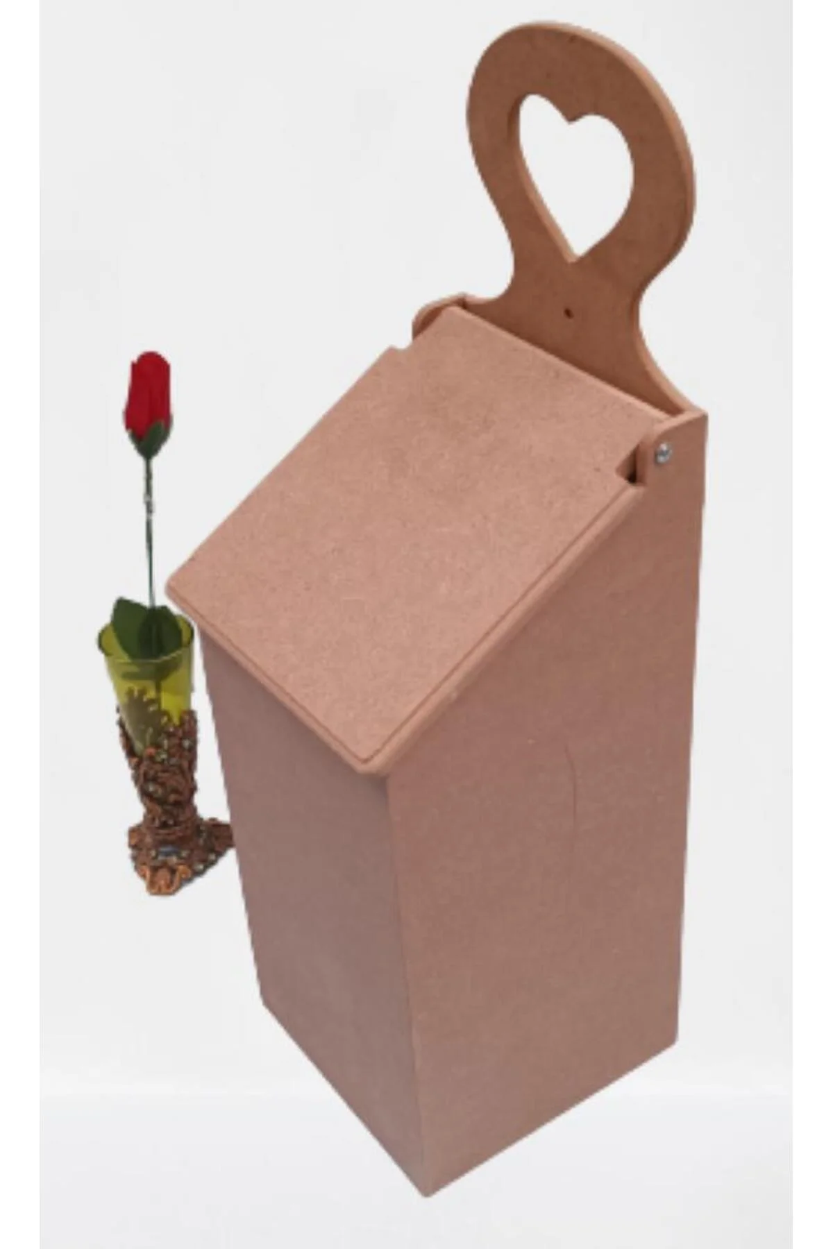 Hobi ERDL 90045 Dekoratif Model Poşet Kutusu Ahşap MDF HAM kalpli El Yapımı - Görsel 6