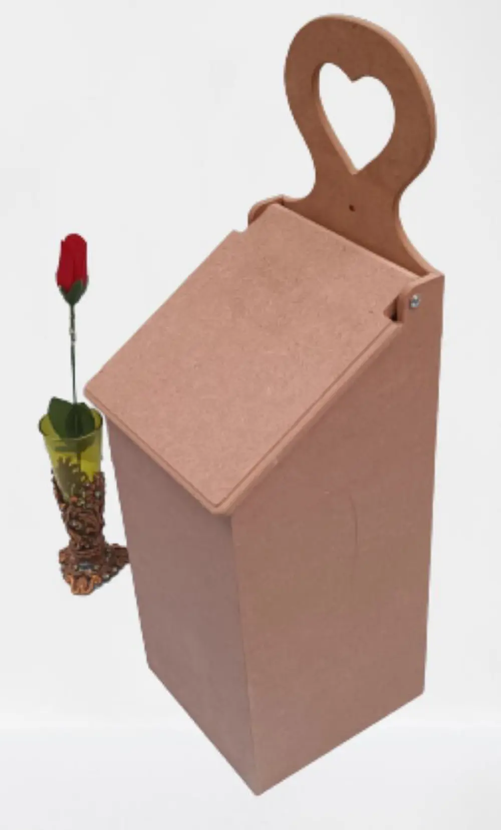 Hobi ERDL 90045 Dekoratif Model Poşet Kutusu Ahşap MDF HAM  kalpl