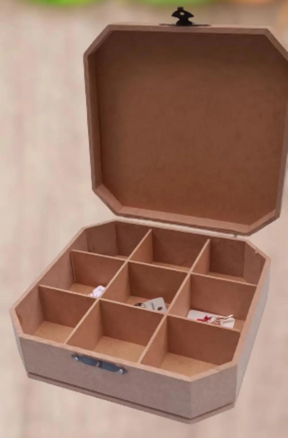 Hobi ERDL 90050 Dekoratif Model Takı Kutusu Klipsli Bölmeli Ahşap