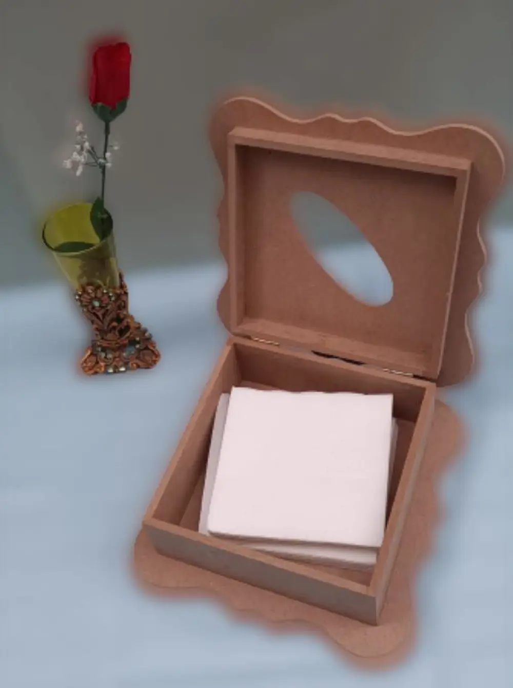 Hobi ERDL 90051 Dekoratif  Model Peçetelik Kutu HAM Ahşap MDF El 