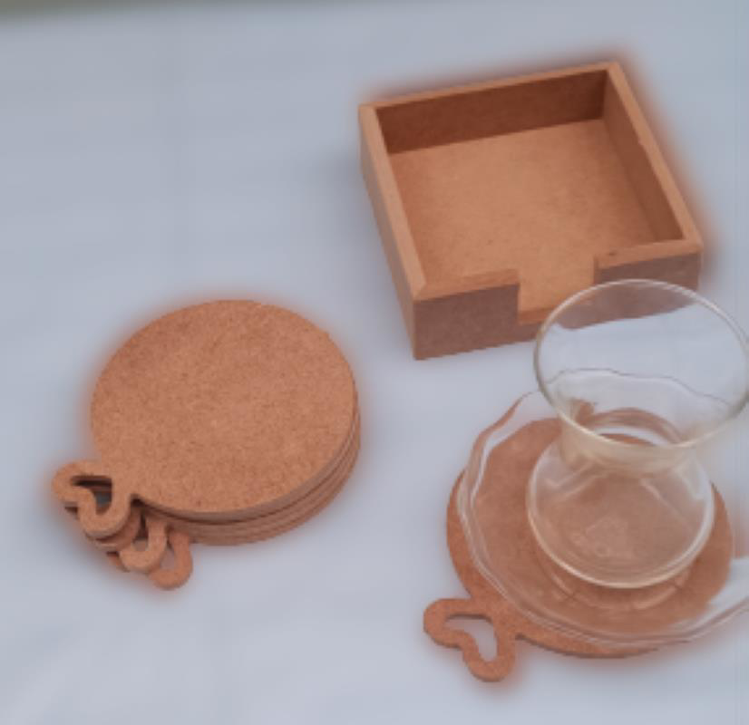 Hobi ERDL 90053 Dekoratif Yuvarlak Kalpli Ahşap MDF Çay Tabak Alt