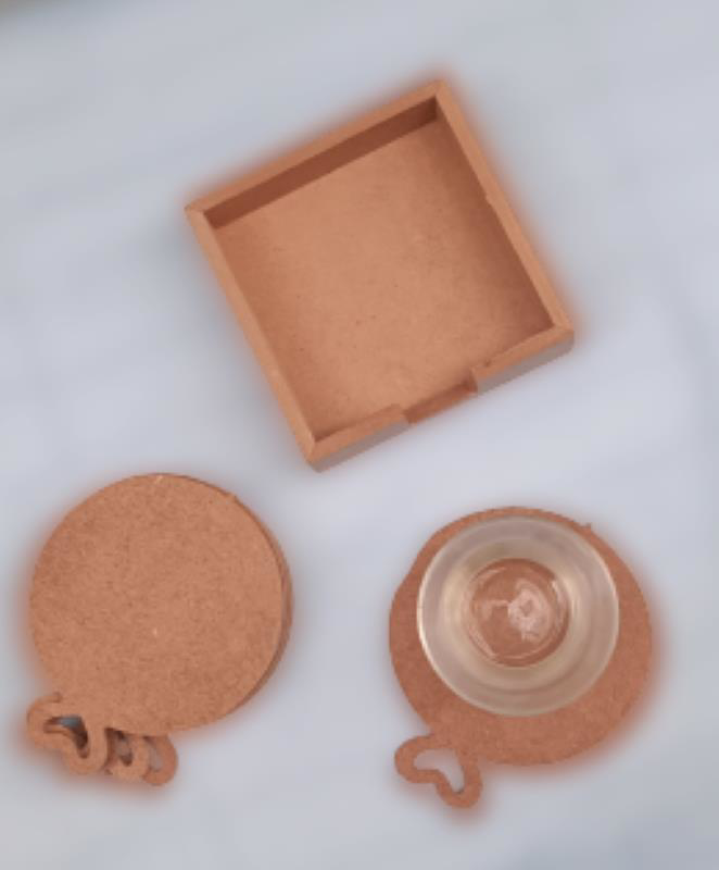 Hobi ERDL 90053 Dekoratif Yuvarlak Kalpli Ahşap MDF Çay Tabak Alt