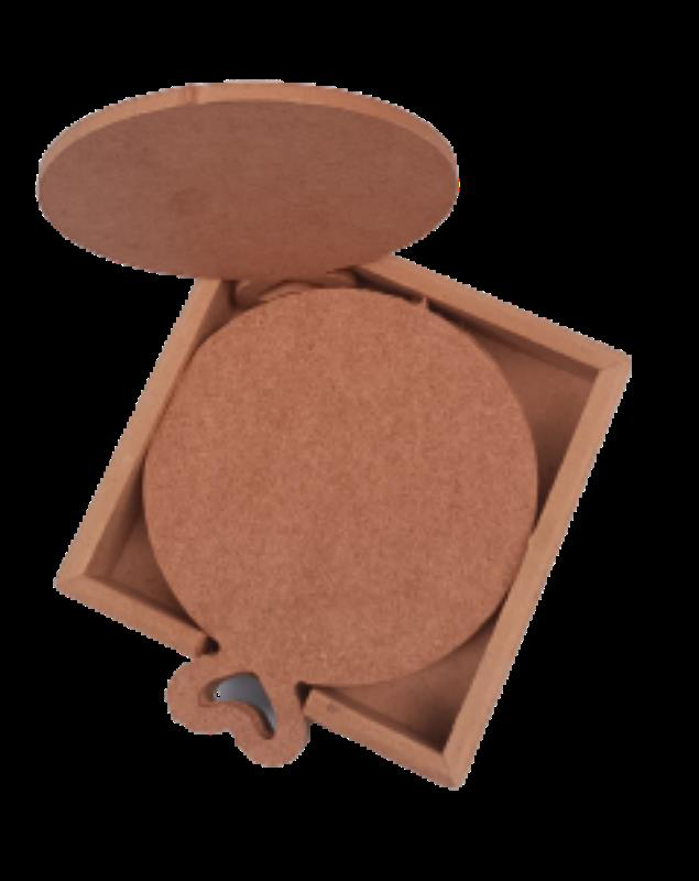 Hobi ERDL 90053 Dekoratif Yuvarlak Kalpli Ahşap MDF Çay Tabak Alt