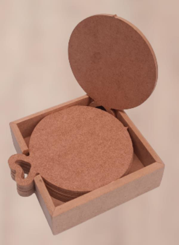 Hobi ERDL 90053 Dekoratif Yuvarlak Kalpli Ahşap MDF Çay Tabak Alt