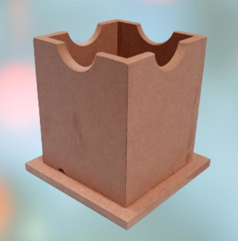 Hobi ERDL 90062 Dekoratif Masaüstü Kalemlik Ahşap MDF Kare El Yap
