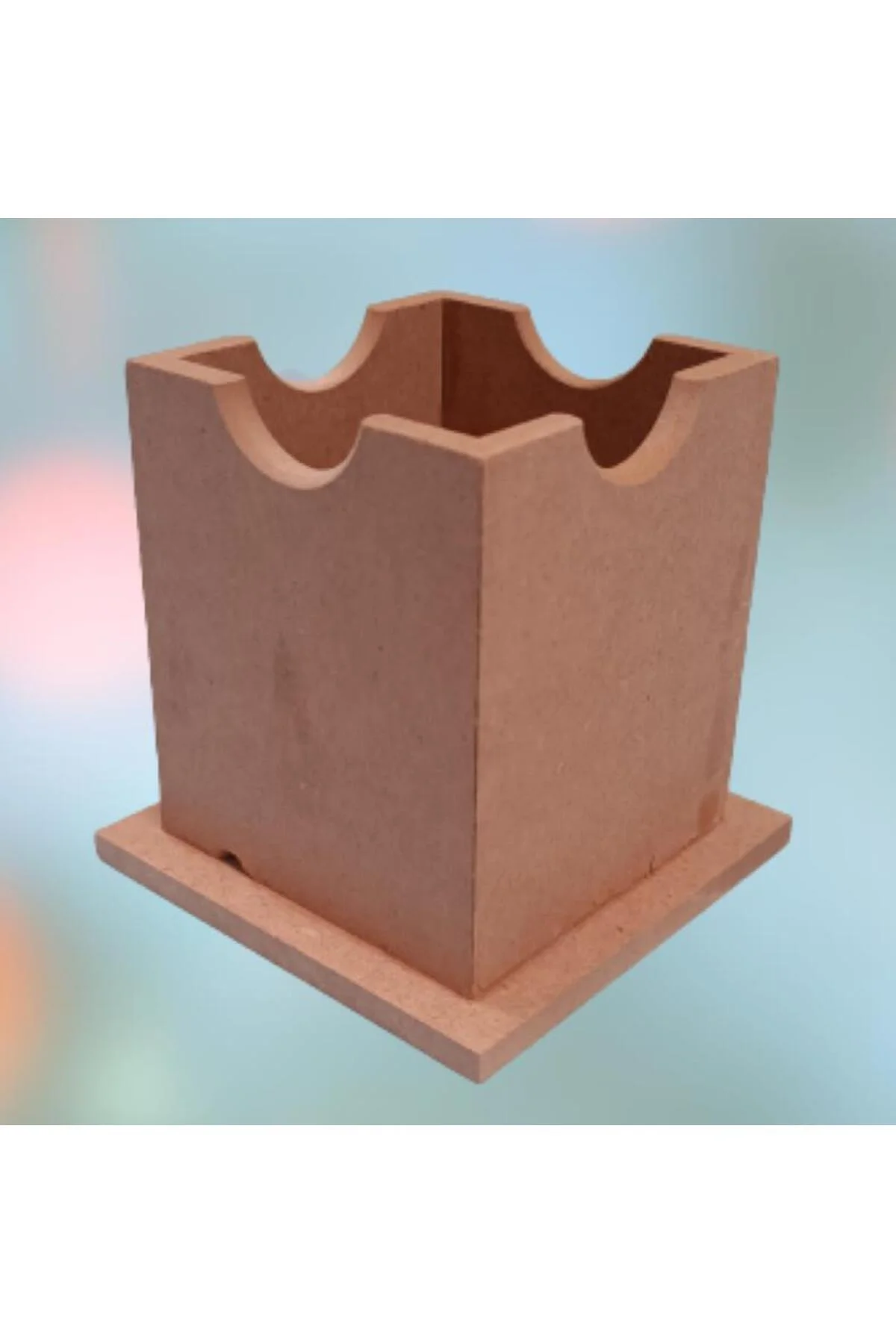 Hobi Erdl 90062 Dekoratif Masaüstü Kalemlik Ahşap Mdf Kare El Yapım - Görsel 3