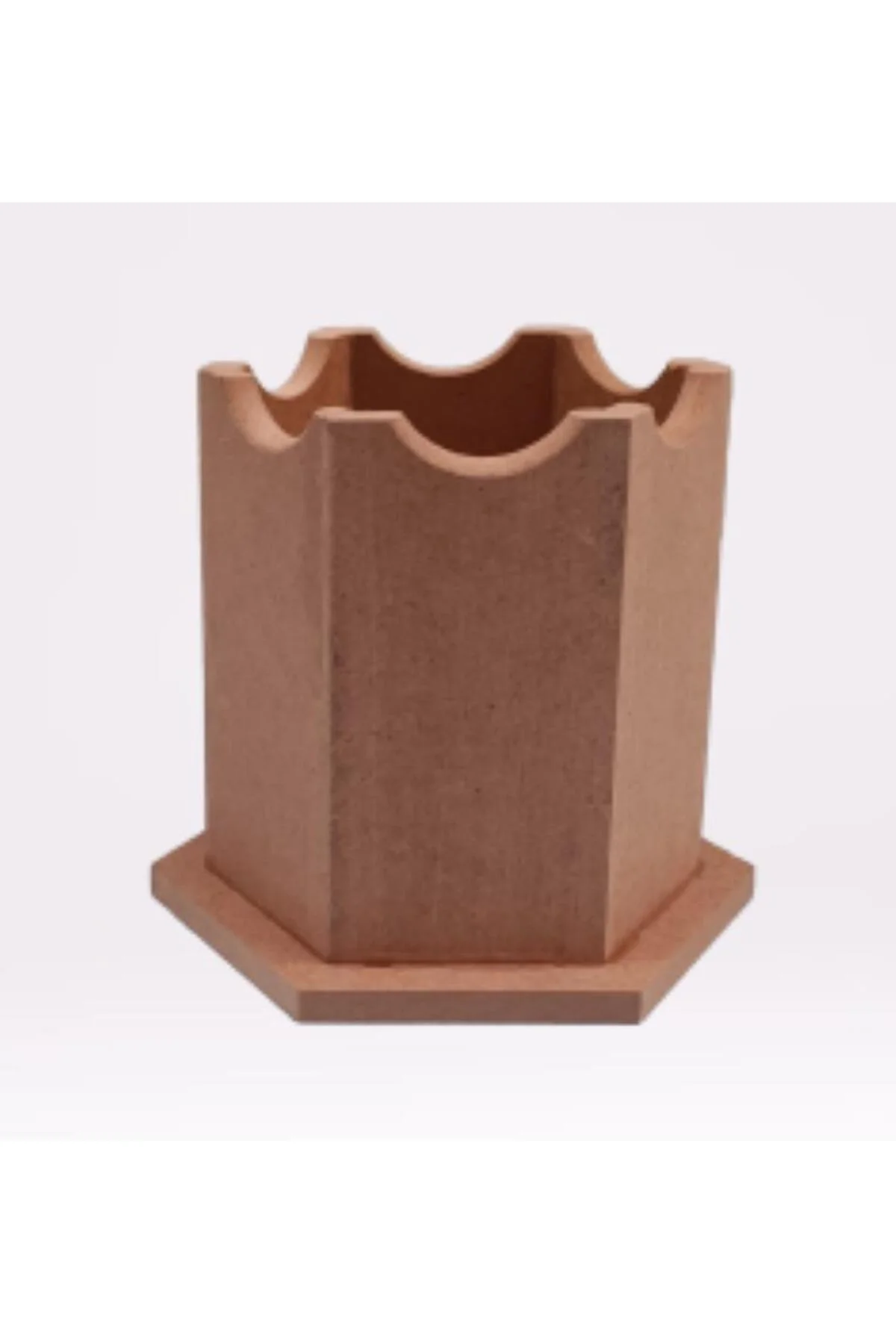 Hobi ERDL 90063 Dekoratif kalemlik ahşap Altıgen HAM MDF El Yapım - Görsel 3