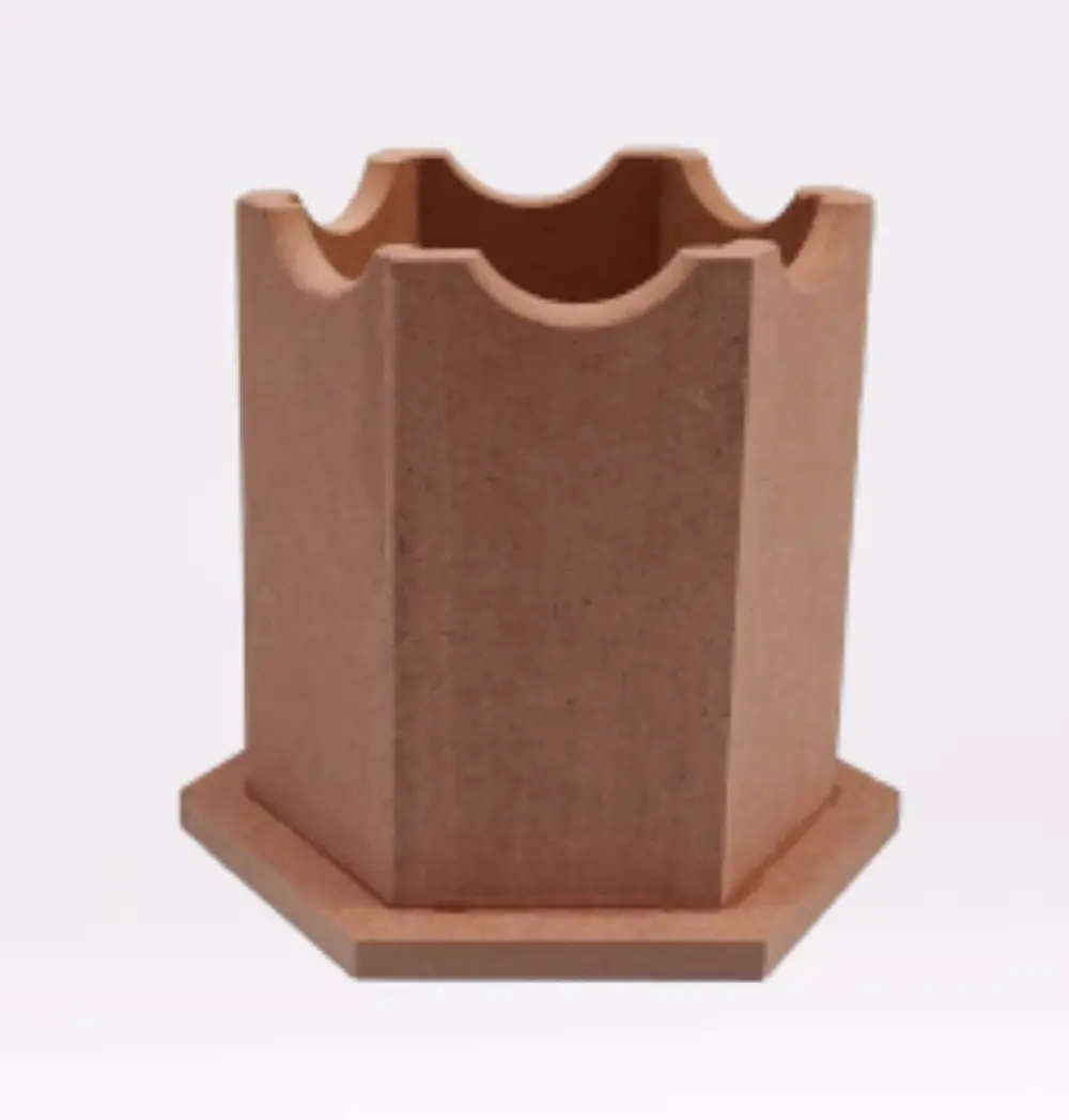 Hobi ERDL 90063 Dekoratif kalemlik ahşap Altıgen HAM MDF  El Yapı