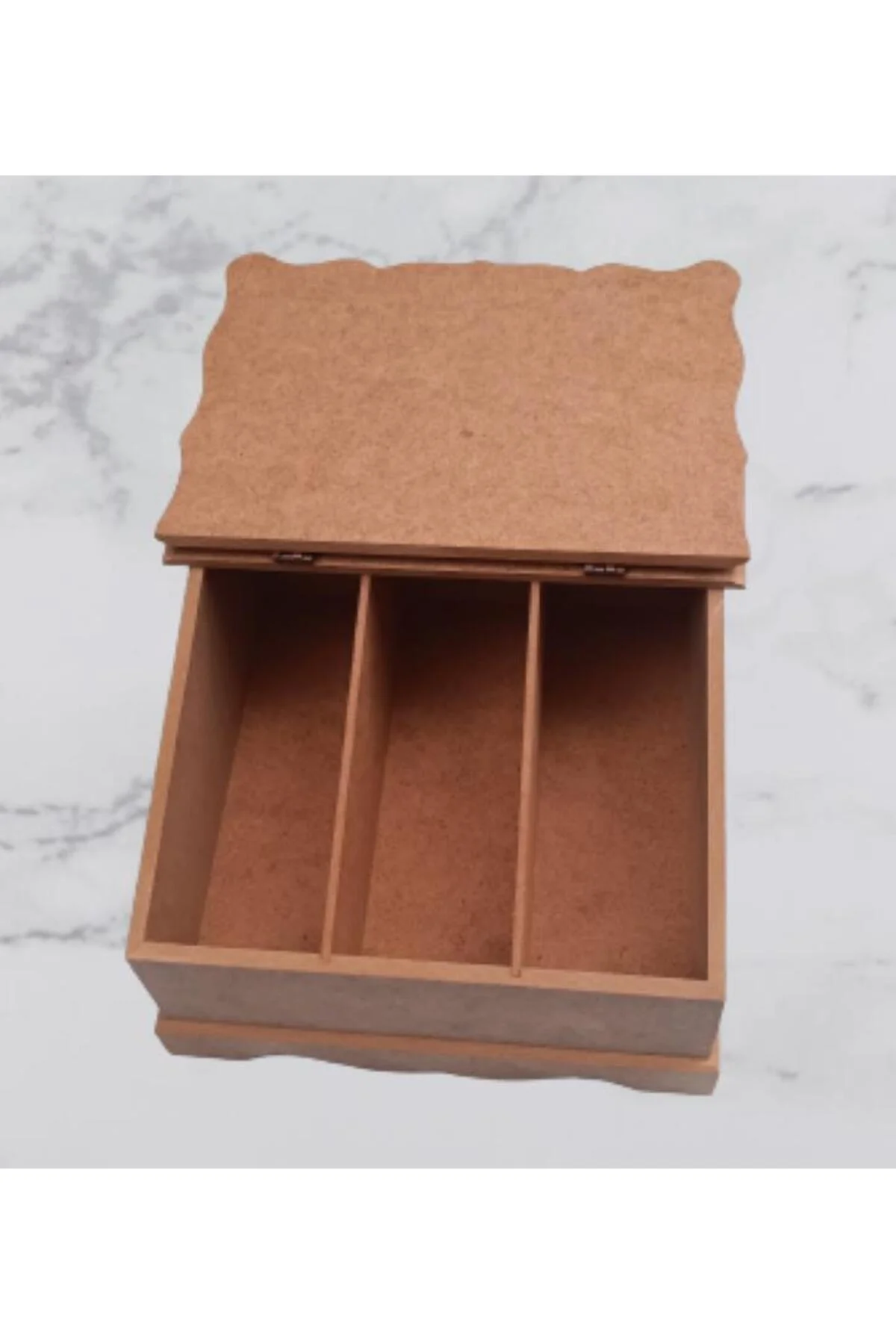 Hobi ERDL 90068 Dekoratif Çay Kutu Ahşap MDF HAM cnc itinalı paket kargo El Yapım - Görsel 3