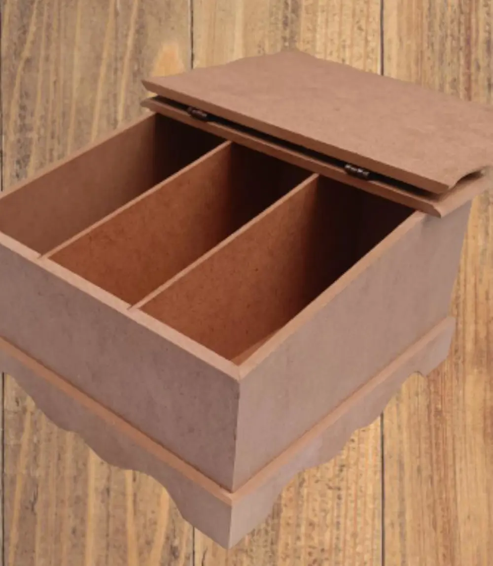 Hobi ERDL 90068 Dekoratif Çay Kutu Ahşap MDF HAM cnc itinalı pake