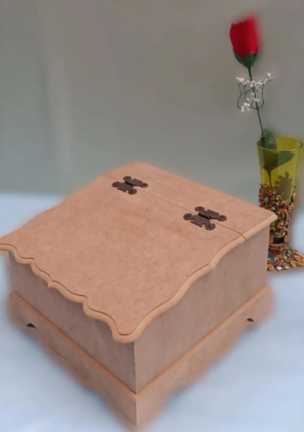 Hobi ERDL 90068 Dekoratif Çay Kutu Ahşap MDF HAM cnc itinalı pake