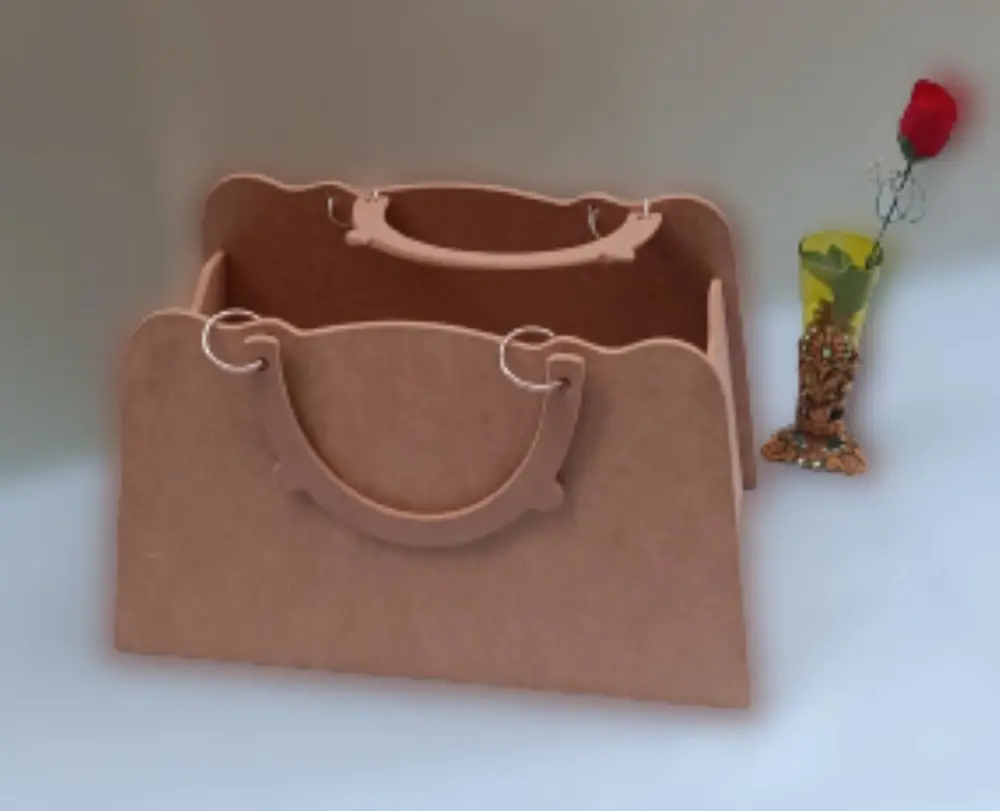 Hobi ERDL 90069 Dekoratif Bayan Çantası Ahşap MDF HAM  El Yapımı