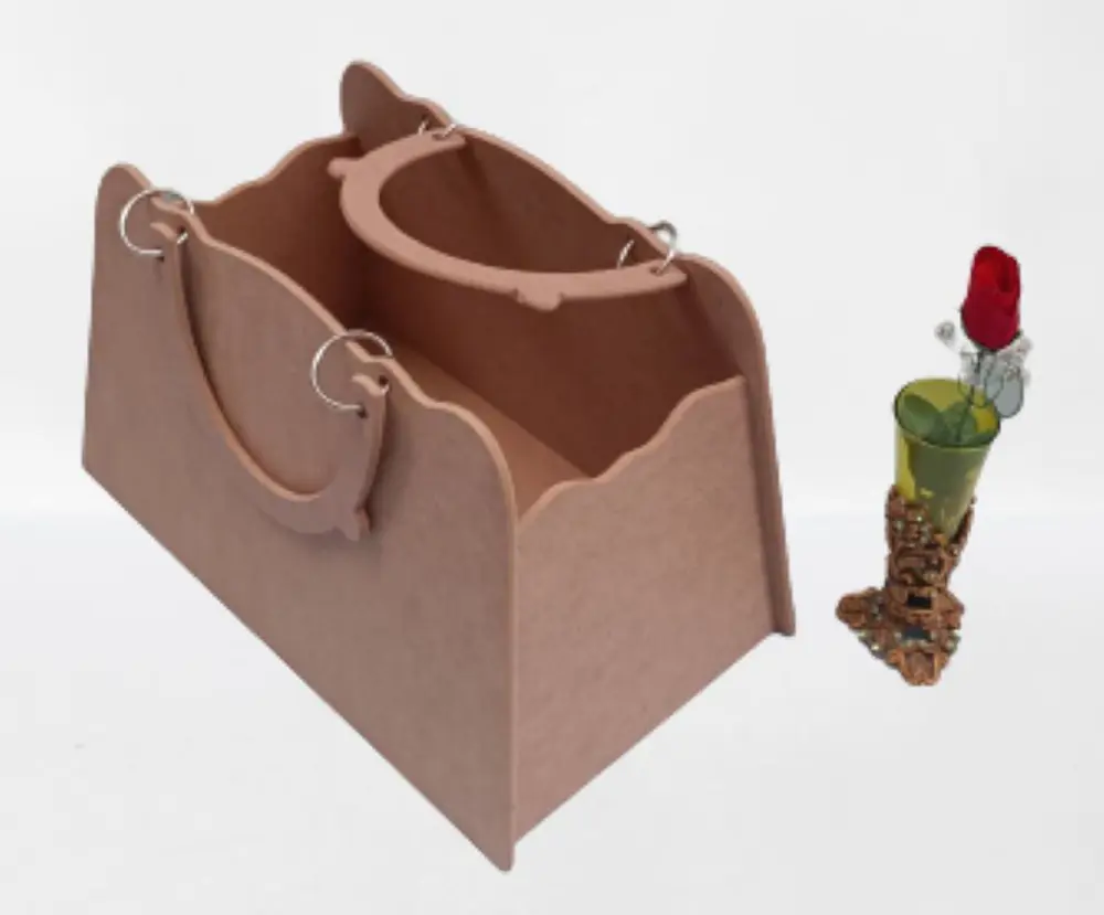 Hobi ERDL 90069 Dekoratif Bayan Çantası Ahşap MDF HAM  El Yapımı