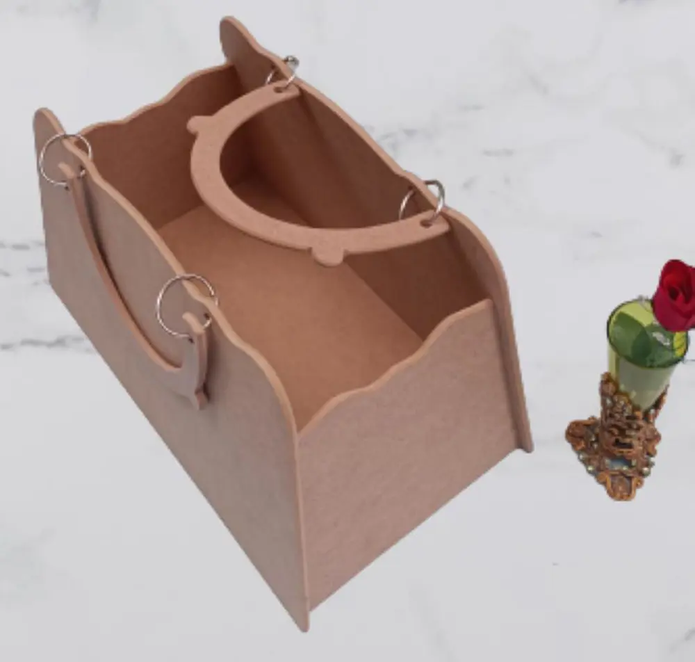 Hobi ERDL 90069 Dekoratif Bayan Çantası Ahşap MDF HAM  El Yapımı