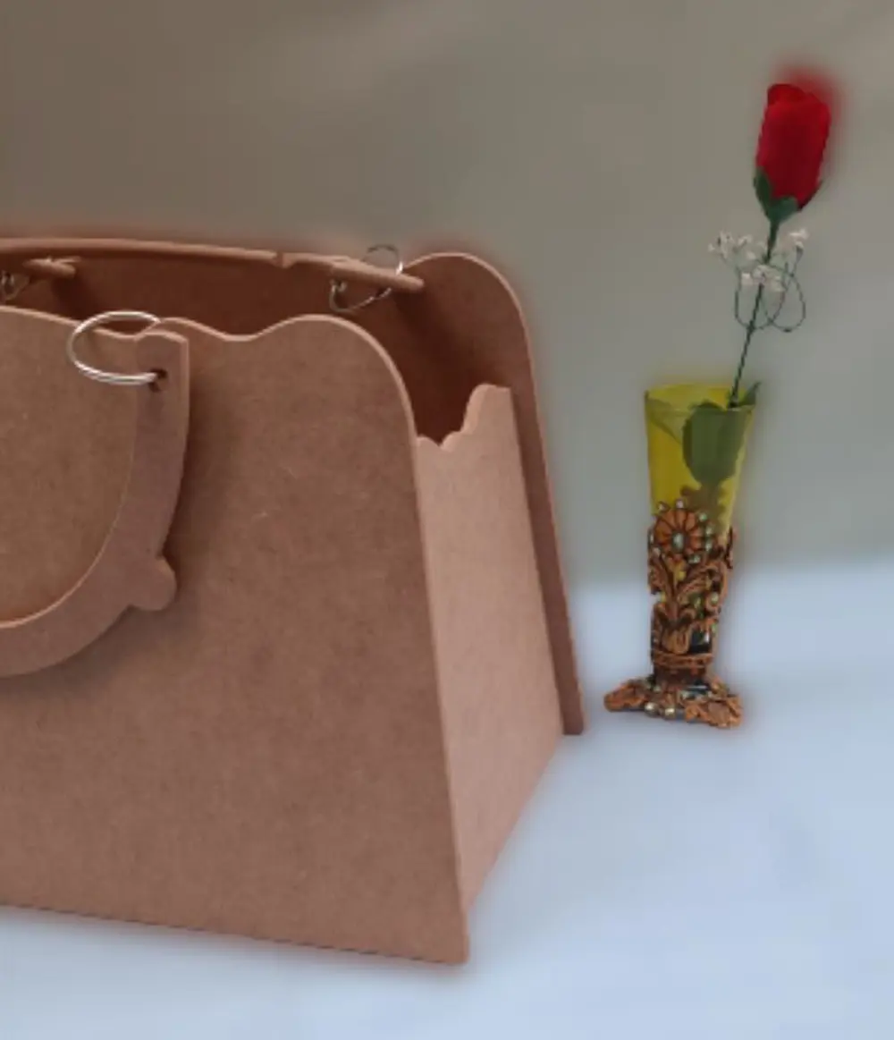 Hobi ERDL 90069 Dekoratif Bayan Çantası Ahşap MDF HAM  El Yapımı