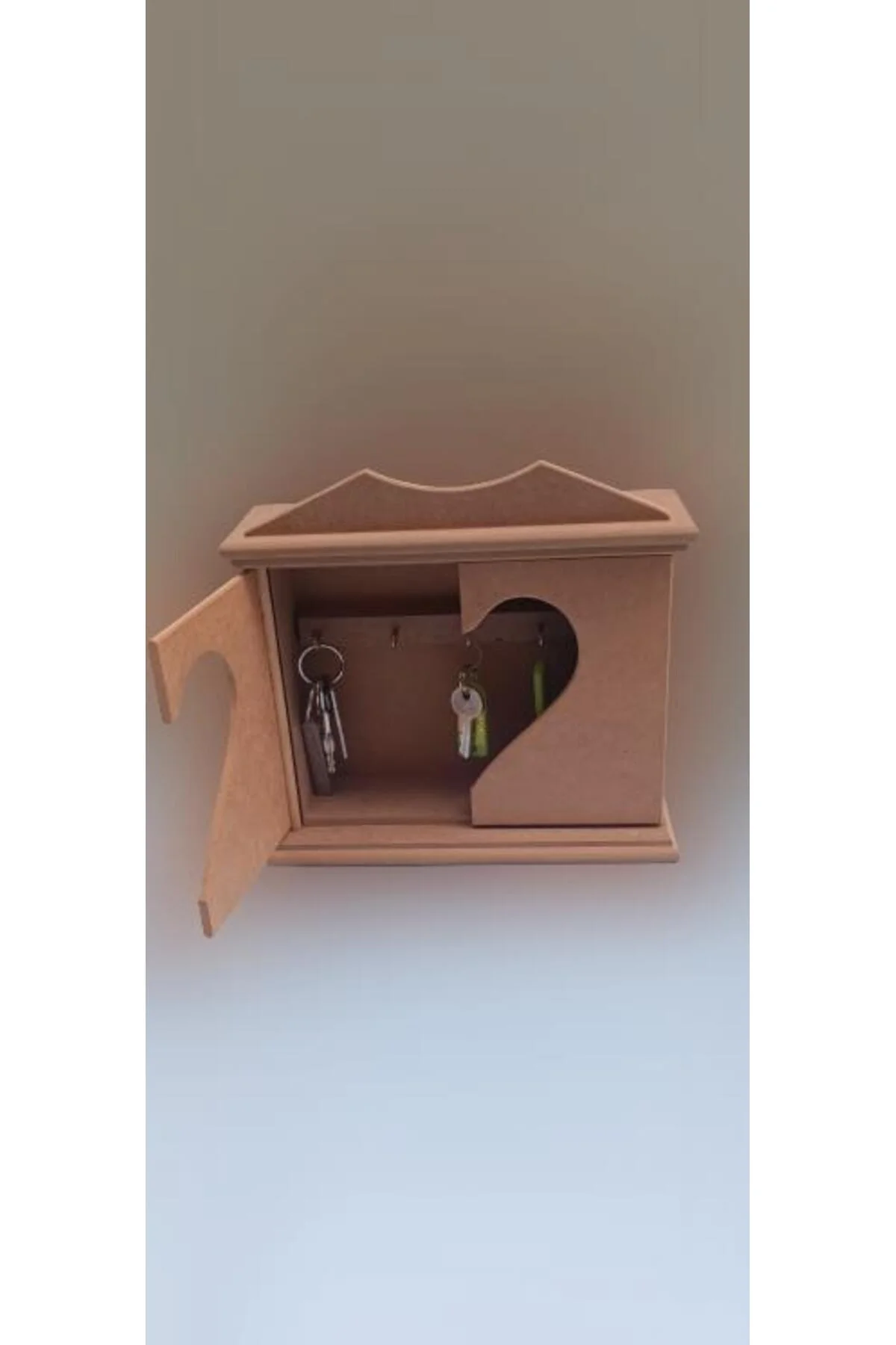 Hobi ERDL 90070 Dekoratif Anahtarlık Kutusu Model Ahşap MDF HAM Kalpli El Yapımı Hobi ERDL 90070 Dekoratif Anahtarlık Kutusu Model Ahşap MDF HAM Kalpli El Yapımı - Görsel 3