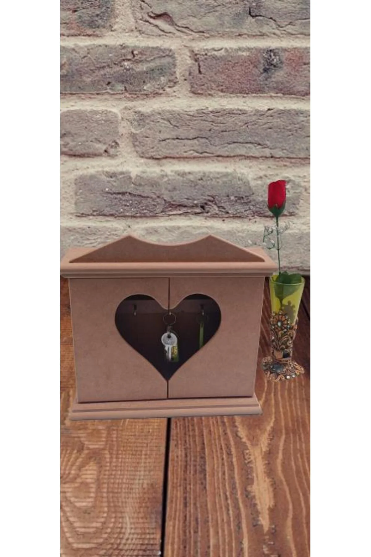 Hobi ERDL 90070 Dekoratif Anahtarlık Kutusu Model Ahşap MDF HAM Kalpli El Yapımı Hobi ERDL 90070 Dekoratif Anahtarlık Kutusu Model Ahşap MDF HAM Kalpli El Yapımı - Görsel 6