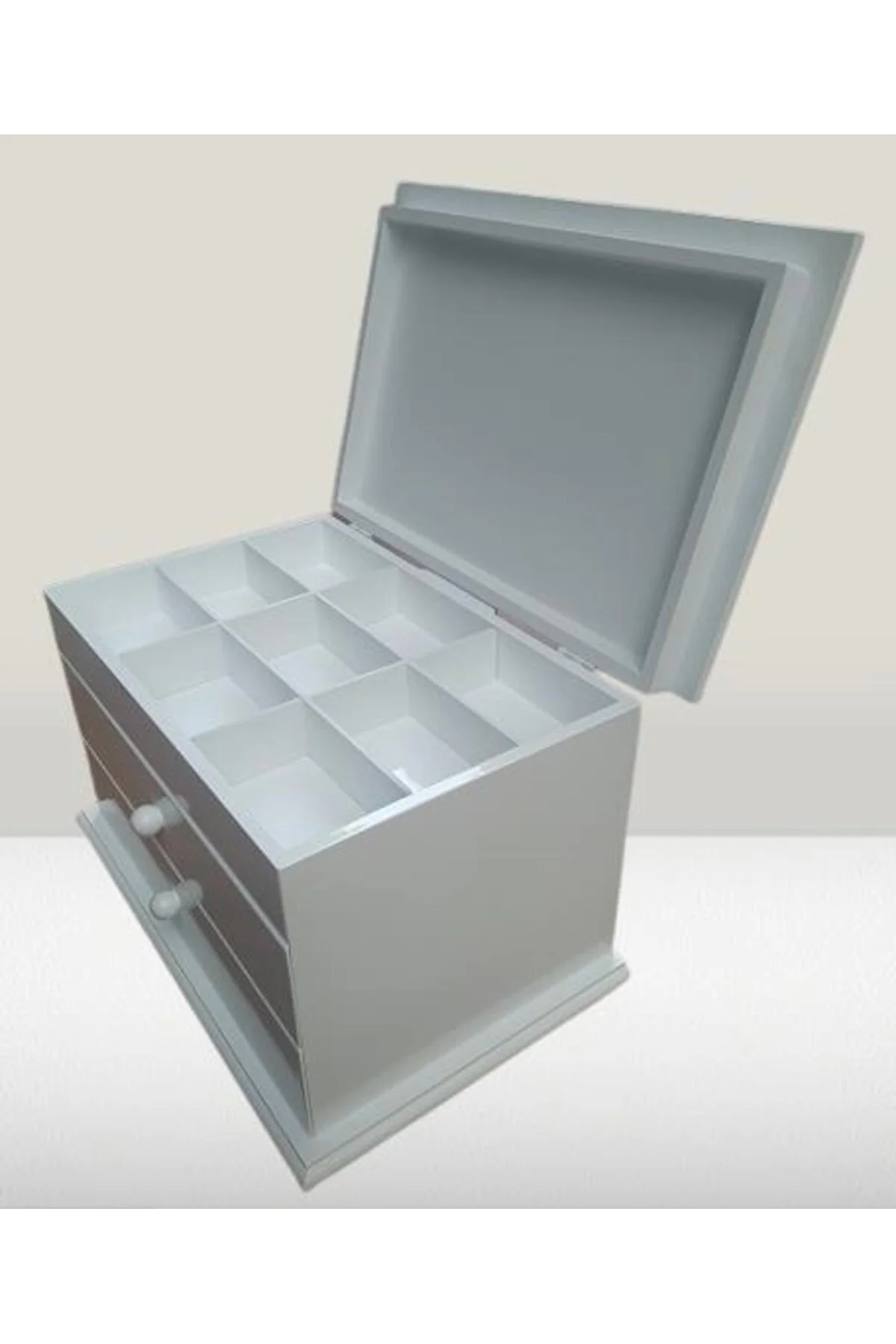 Hobi ERDL 90222 Dekoratif Makyaj Kutu 2 Çekmec Ahşap MDF Beyaz Lake Boya El yapım Hobi ERDL 90222 Dekoratif Makyaj Kutu 2 Çekmec Ahşap MDF Beyaz Lake Boya El yapım - Görsel 2