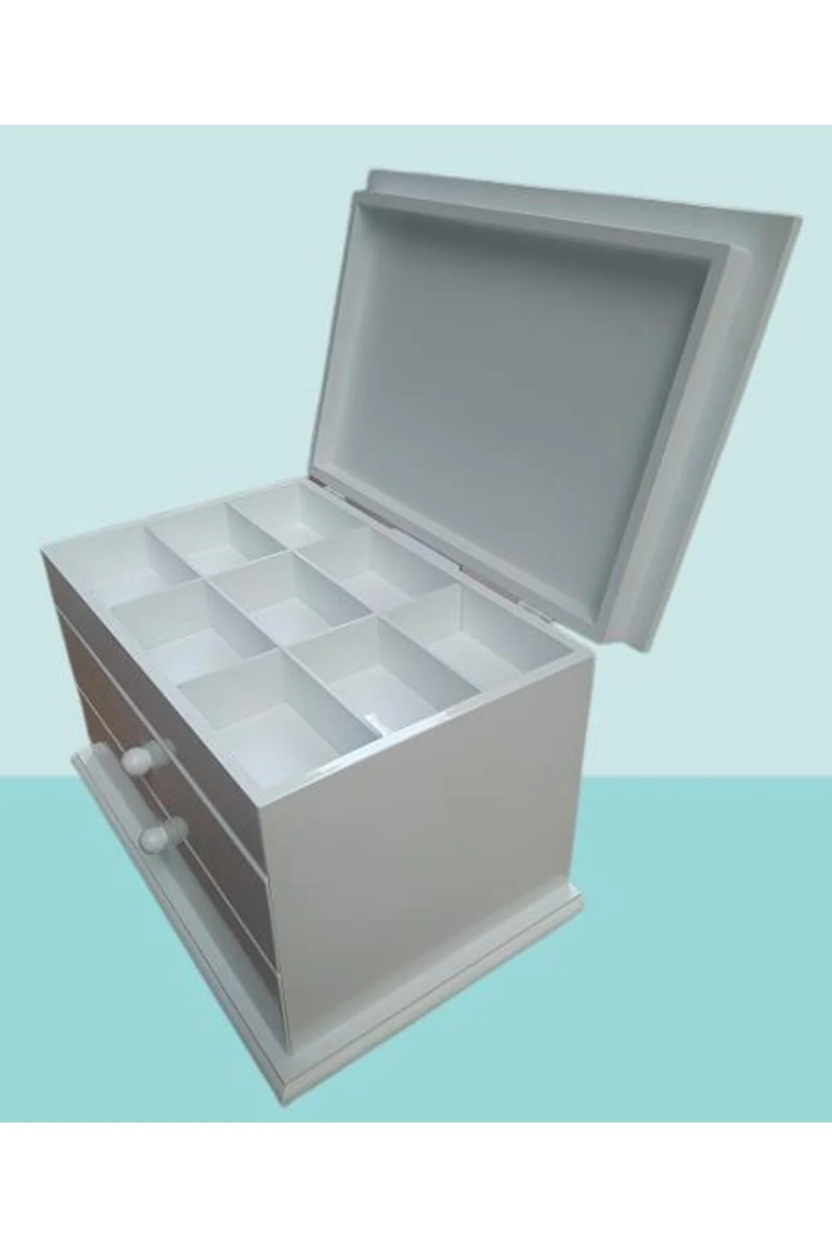 Hobi ERDL 90222 Dekoratif Makyaj Kutu 2 Çekmec Ahşap MDF Beyaz Lake Boya El yapım Hobi ERDL 90222 Dekoratif Makyaj Kutu 2 Çekmec Ahşap MDF Beyaz Lake Boya El yapım