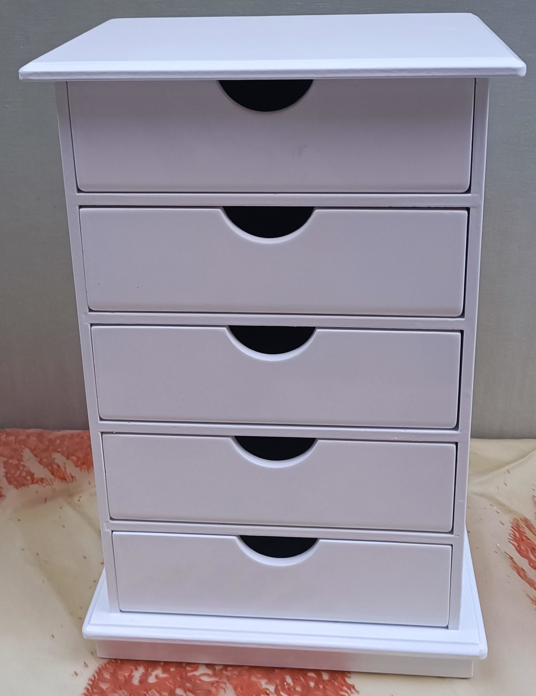 Hobi ERDL 90276 Dekoratif Takı Şifonyer Ahşap MDF Parlak Beyaz  C