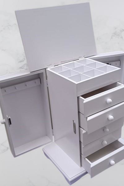 Hobi ERDL 90372 Takı Makyaj Şifonyer 7 Çekmmeceli Modüllü Parlak 