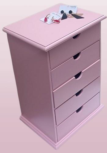 Hobi ERDL 90381 Şifonyer Takı Makyaj Kutusu 5Çekmec Parlk Pembe L