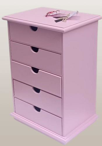 Hobi ERDL 90381 Şifonyer Takı Makyaj Kutusu 5Çekmec Parlk Pembe L