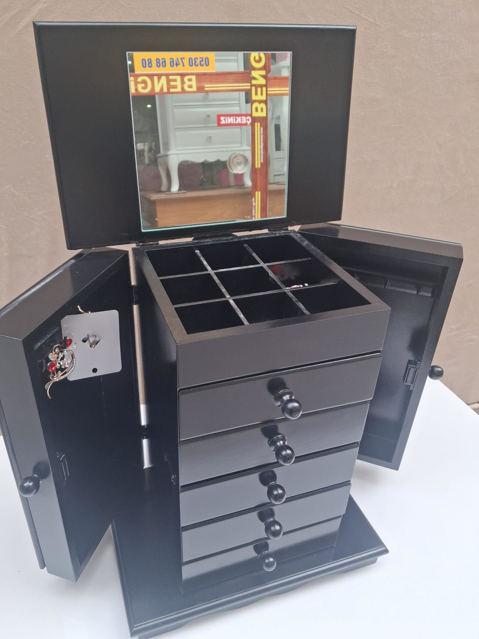 Hobi ERDL 90593 Takı Makyaj Şifonyer 7 Çekmmeceli Modüllü Parlak 