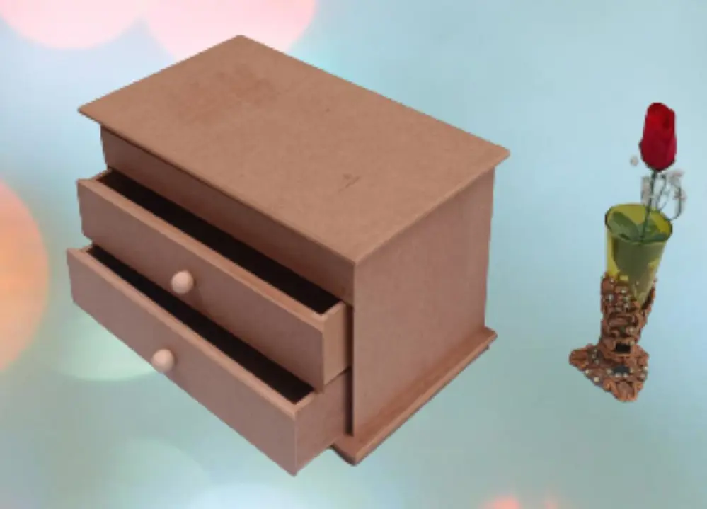 Hobi ERDL Dekoratif 90073 Model Makyaj Kutusu 2 Çekmece Ahşap MDF